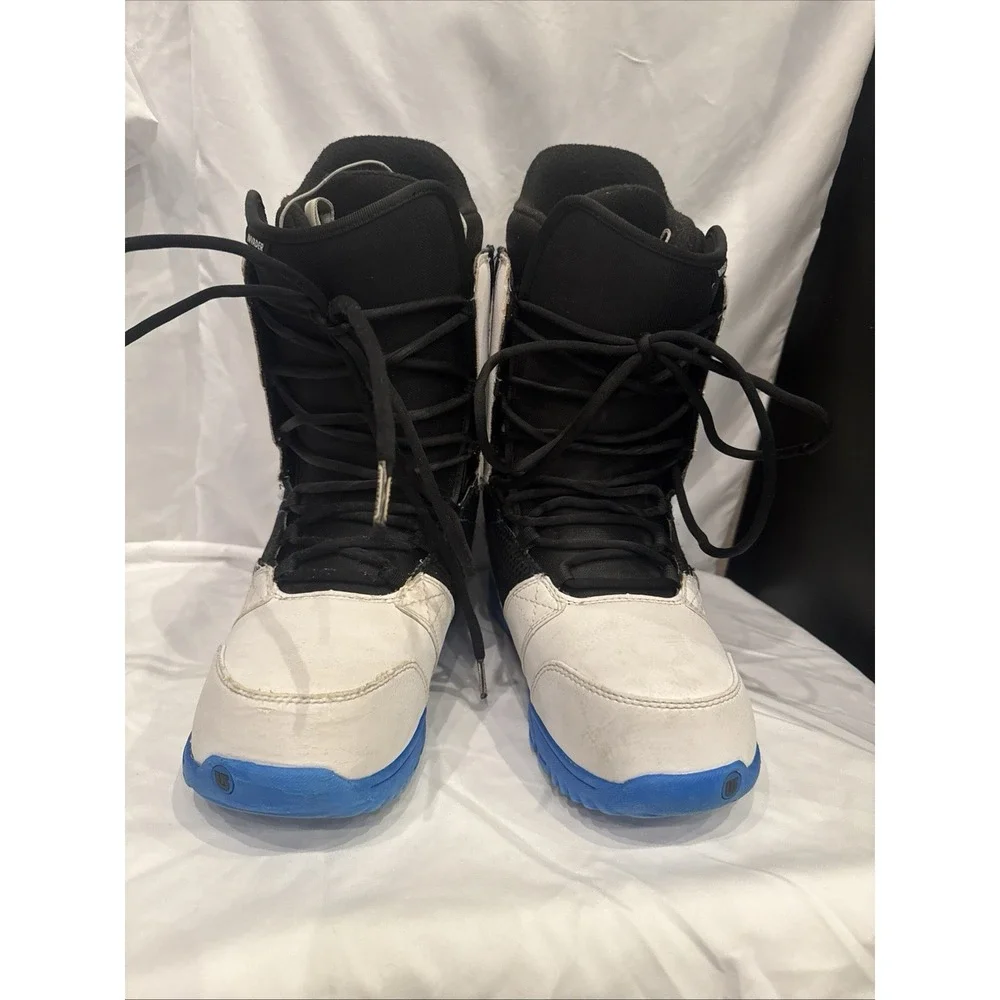 Burton Invader Snowboard Boots Men's Size 12 White Blue Lace Up Soft Flex